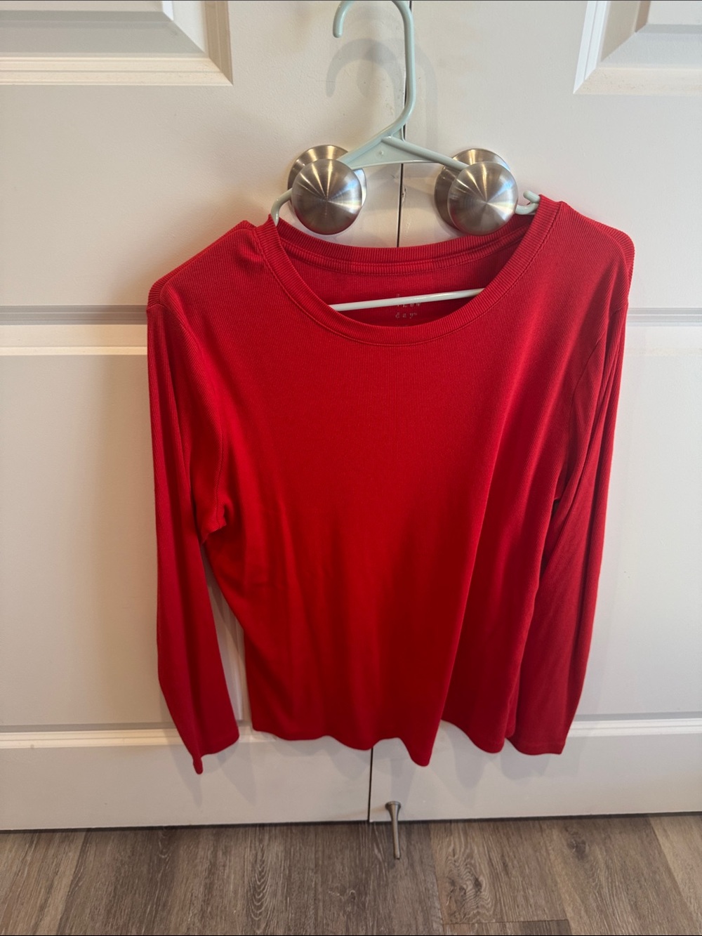 a new day Red Long-Sleeve Crewneck Tee